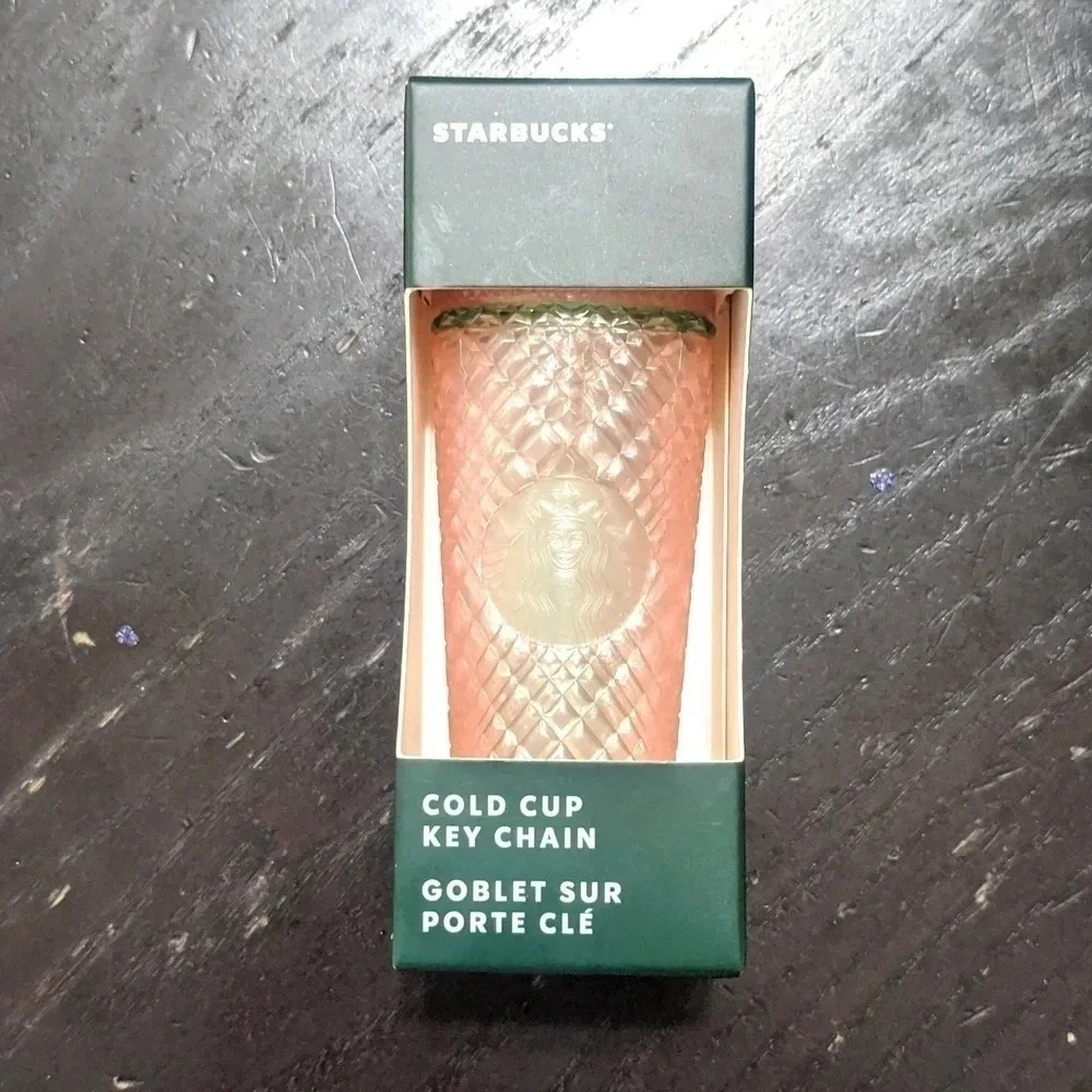 NWT Starbucks Cold Cup Key Chain, Peach Pearl